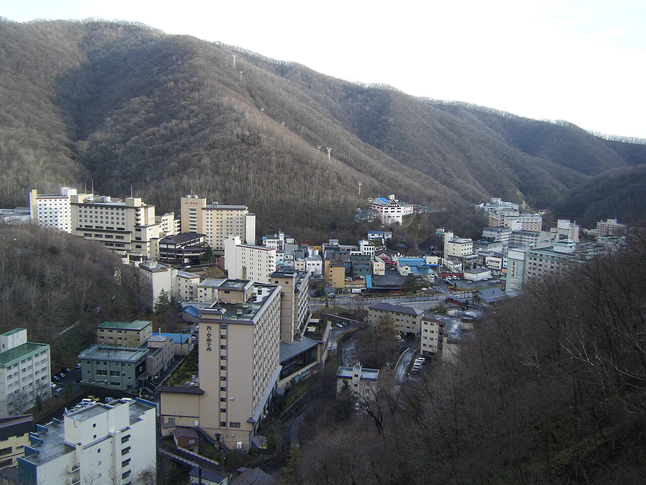 The hot-spring district in Noboribetsu