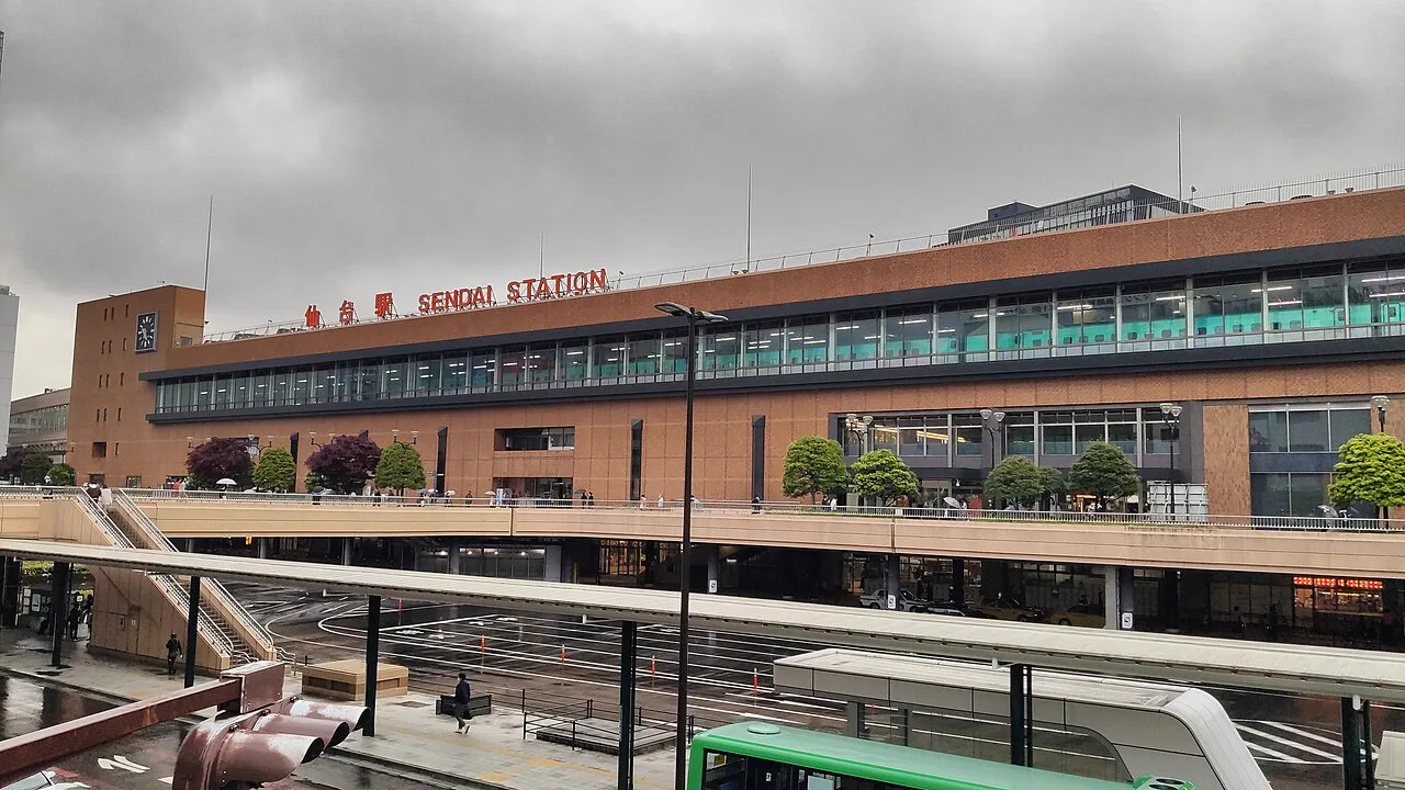 JR Sendai Station and the bus area outside