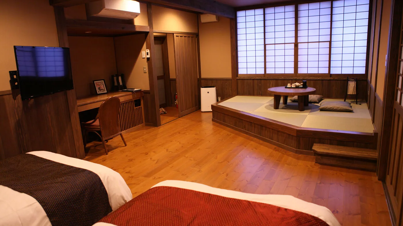 A detached Japanese-Western guest room at Ryokan Wakaba