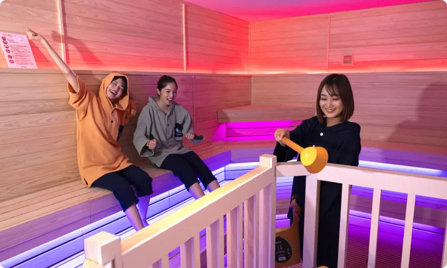 Light and Sound Sauna seating and lighting at YUKULU